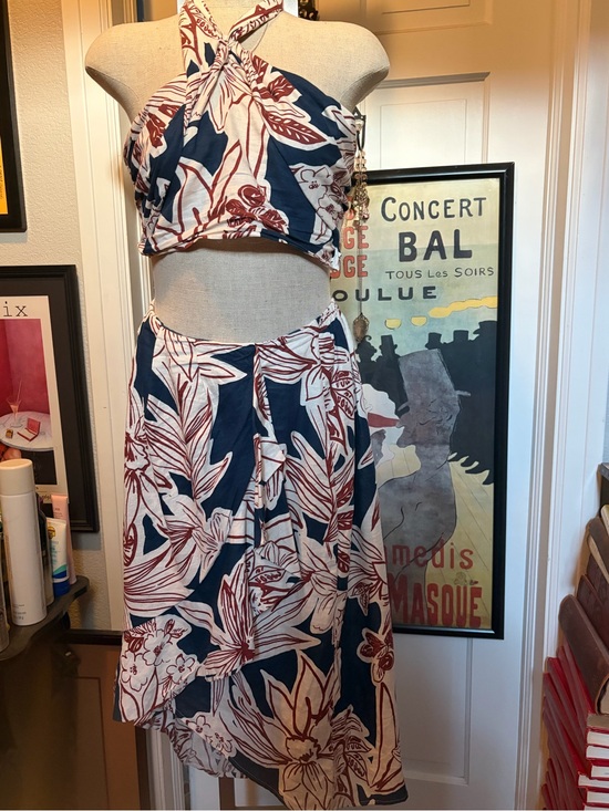 Rachel Zoe Dresses & Skirts - 1940’s reproduction 2 piece dress Navy & Cream High-Waist Women’s Skirt& halter